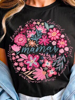 Floral Mama Shirt, She Is Mom Tee, Happy Mothers Day Gift Shirt